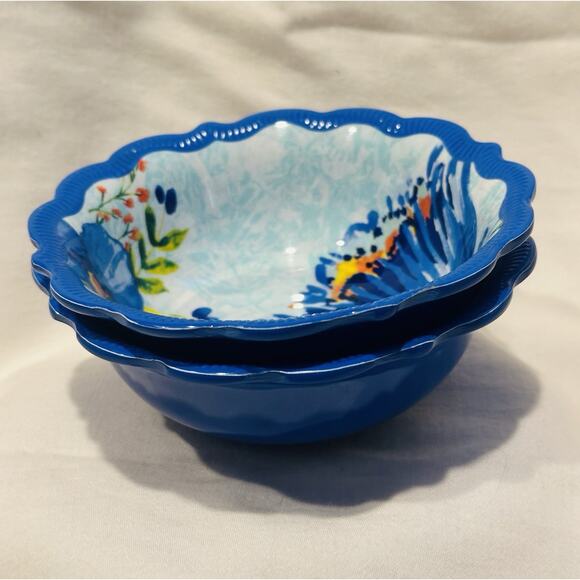Pioneer Woman 5.25 Dip/Prep Delaney Blue Melamine Bowls NEW set of 2 cereal chic - Picture 4 of 6